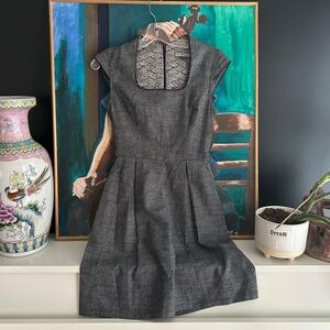 Jennifer Glasgow Chic Charcoal Cap Sleeve Mini Dress XS